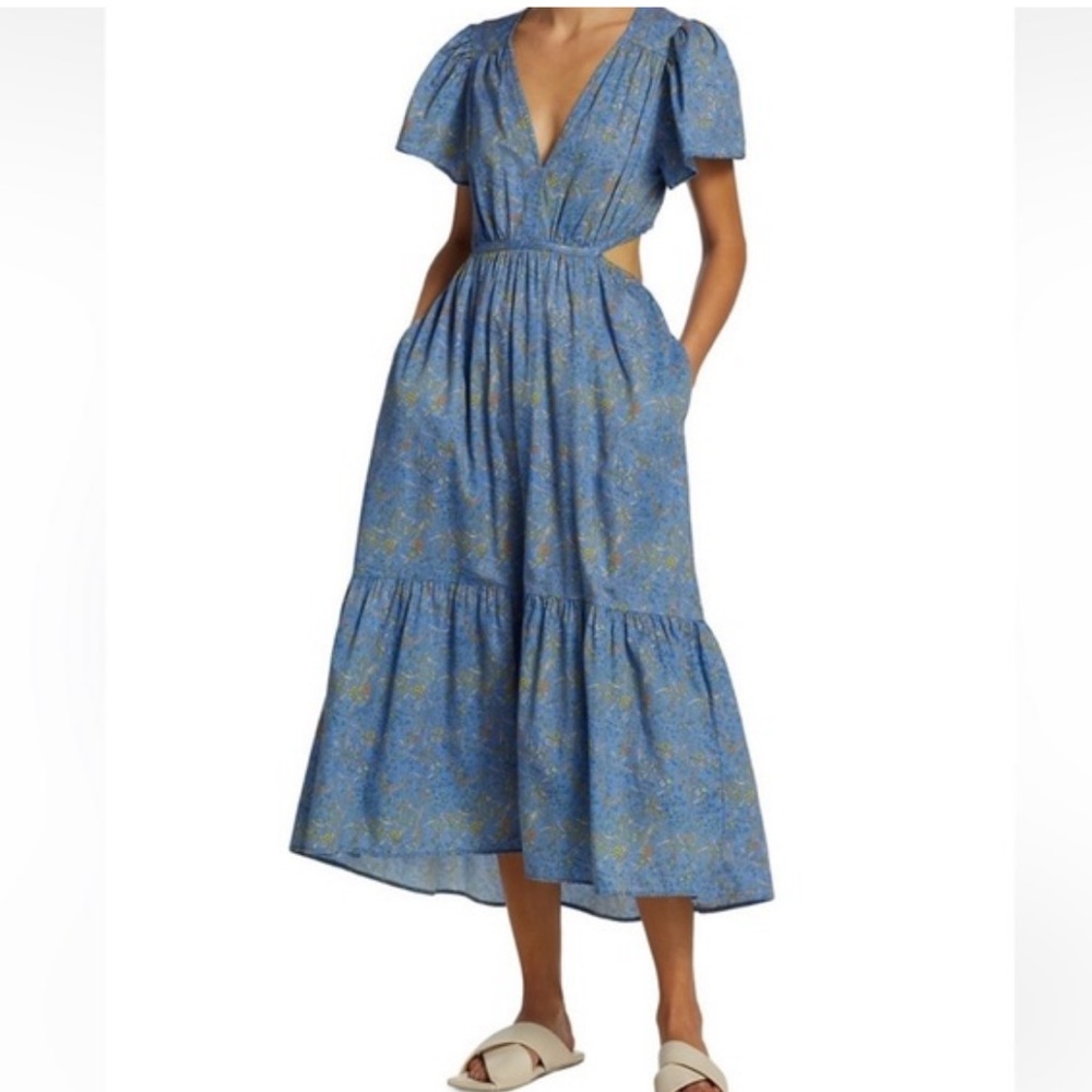 XIRENA GABRIELLE FLORAL CUTOUT COTTON DRESS
IN BLEU FLORA